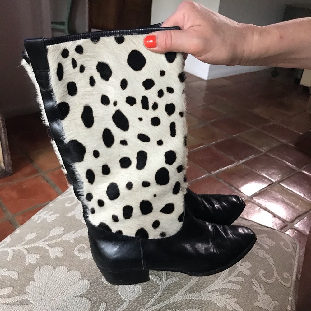 Charles Jourdan leather and pony skin boots